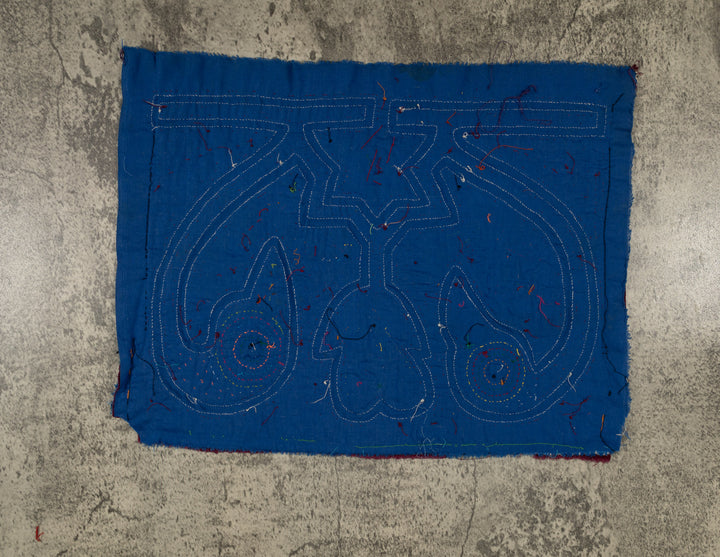 Traditional Burgundy Blue And White Coy Swan Mola