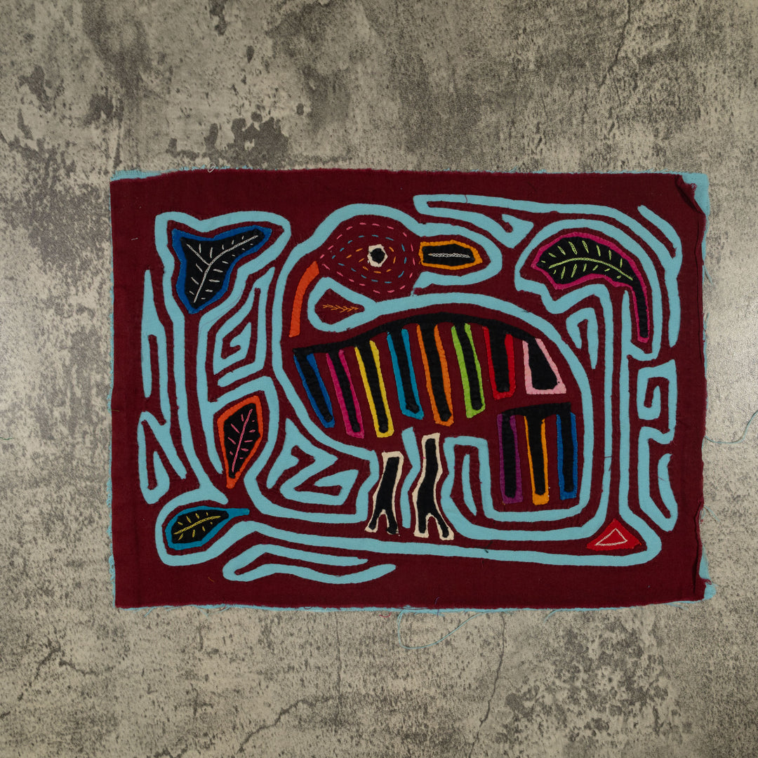 Traditional Burgundy And Turquoise Goose Mola