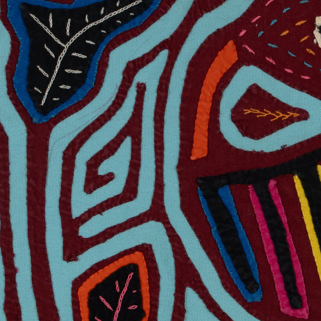 Traditional Burgundy And Turquoise Goose Mola