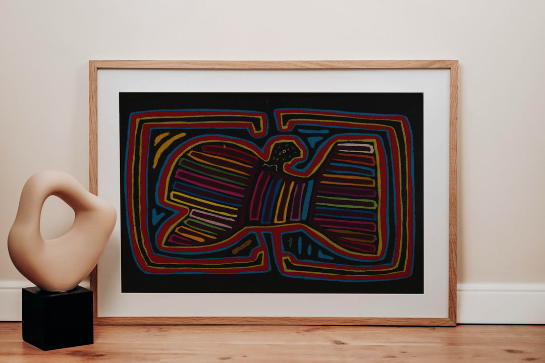 Classic Black Red And Blue Winged Warrior Mola