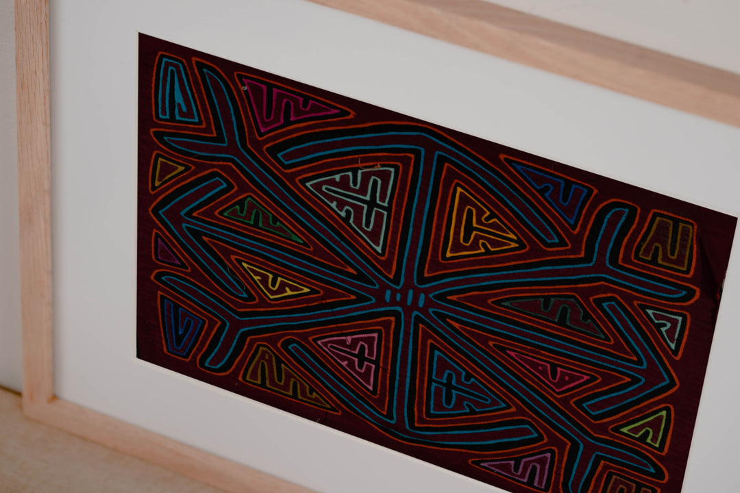 Traditional Burgundy Orange And Turquiose Classic Mola