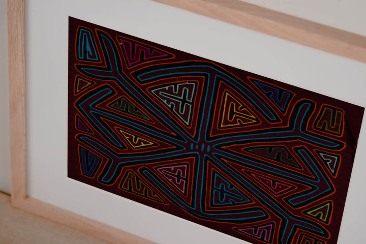 Traditional Burgundy Orange And Turquiose Classic Mola