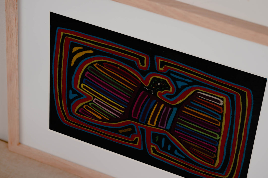 Classic Black Red And Blue Winged Warrior Mola