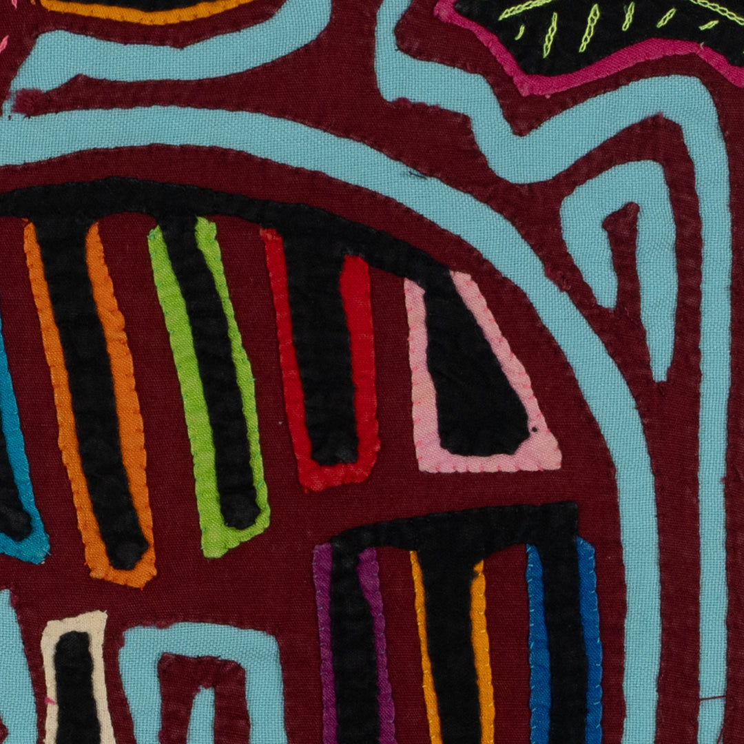 Traditional Burgundy And Turquoise Goose Mola