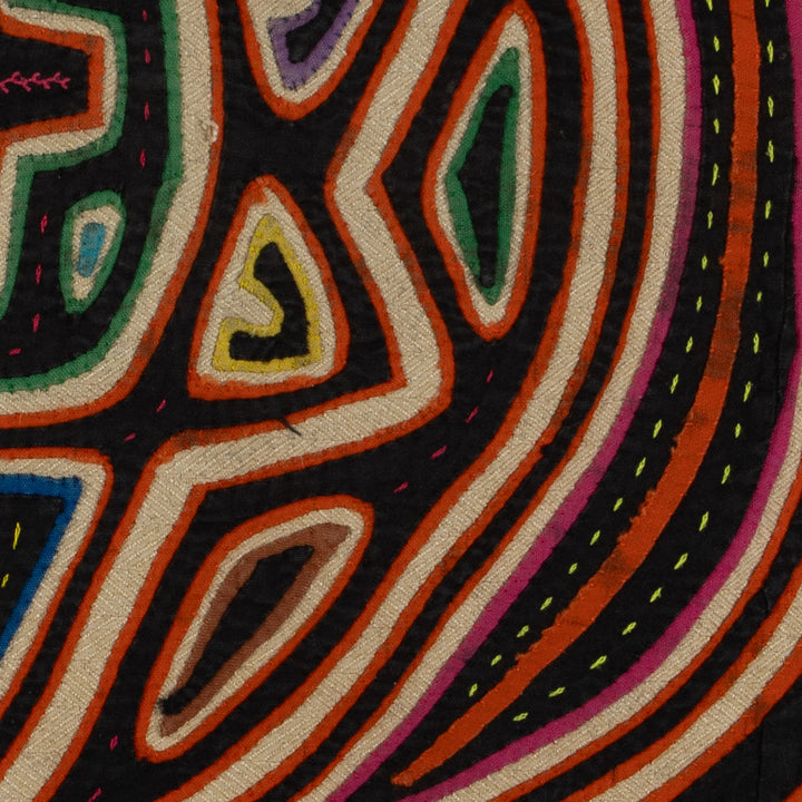 Traditional Black Orange And White Sun And Moon Mola