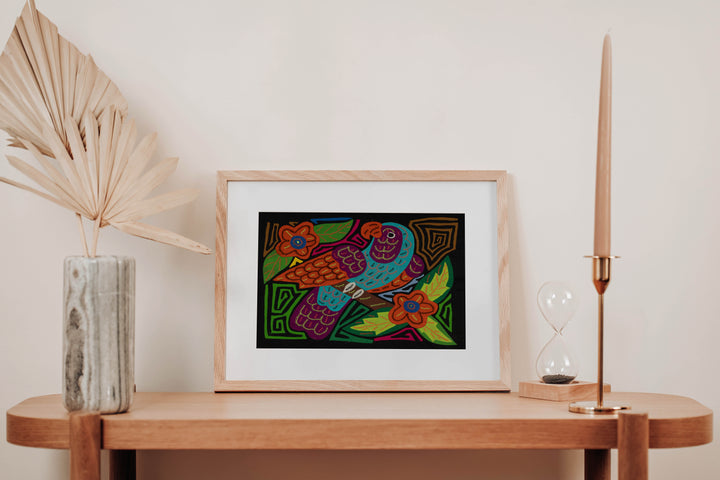 Blue-headed Parrot with Orange Flowers Mola
