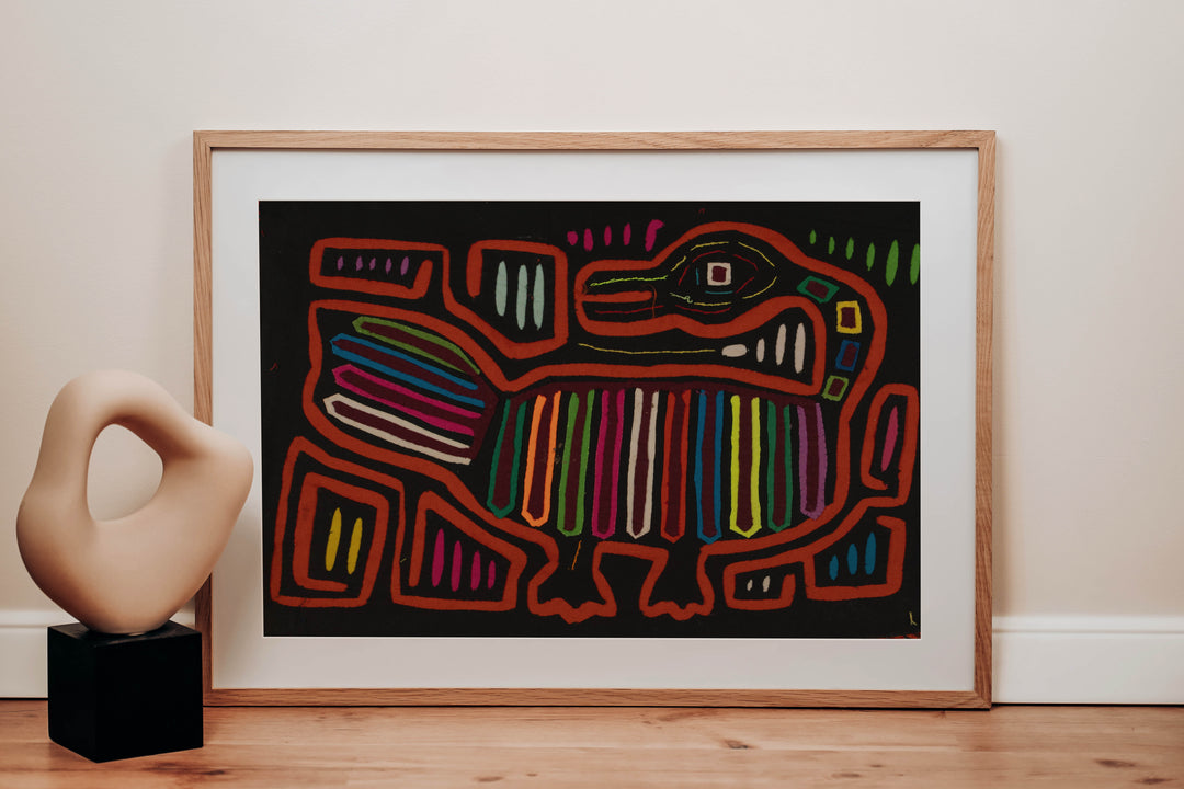 Traditional Red And Black Goose Bird Mola