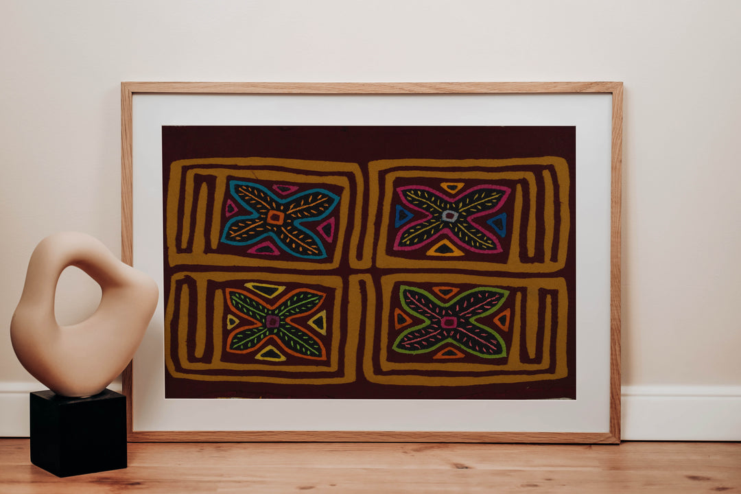 Traditional Burgundy And Brown Floral Flower Mola