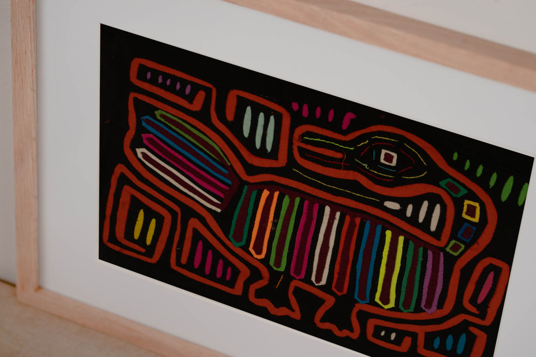 Traditional Red And Black Goose Bird Mola