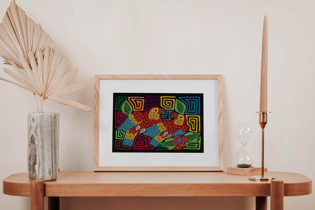 Fantasy Red Yellow And Blue Two Parrot Bird Mola