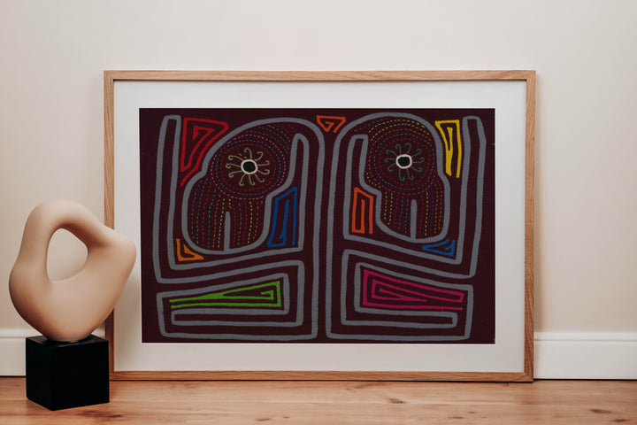 Traditional Burgundy And Gray Bright Eye Geese Mola