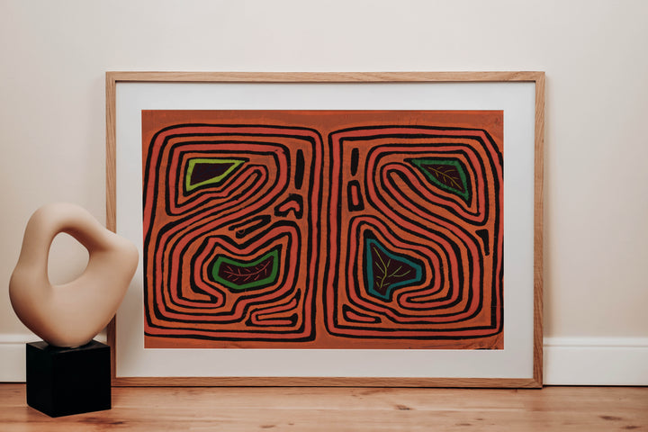 Vintage Orange And Black Autumn Leaves Mola