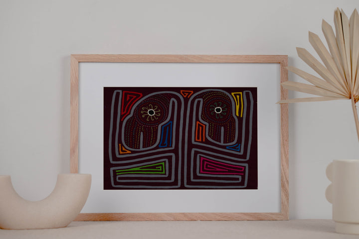Traditional Burgundy And Gray Bright Eye Geese Mola
