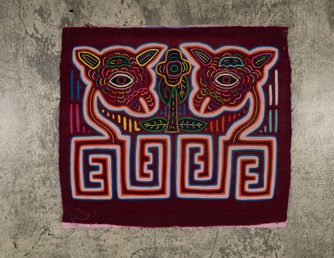 Traditional Burgundy And White Jungle Critters Mola