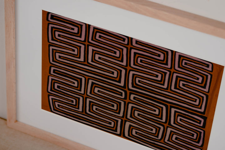 Orange Black And Peach Classic Mola Design
