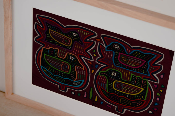 Burgundy And White Covey Of Birds Mola