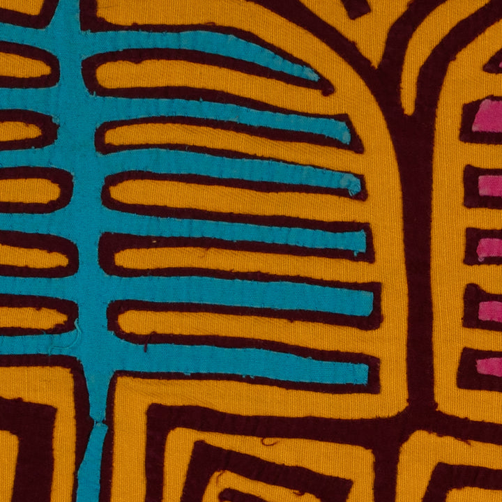Traditional Turquoise Pink And Gold Classic Mola