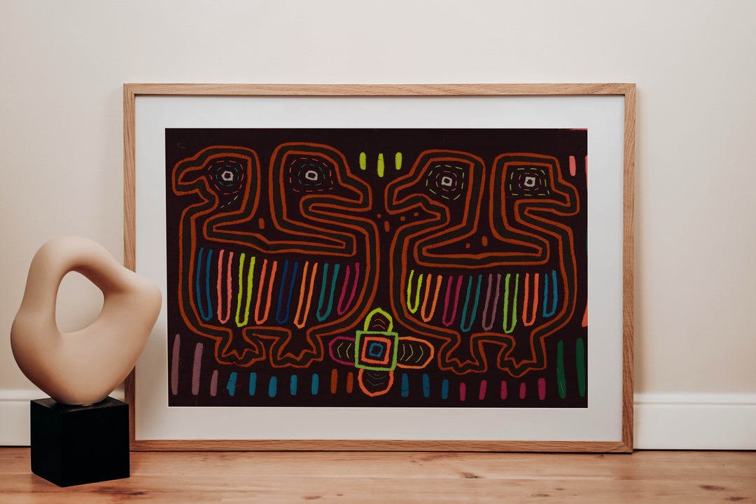 Classic Maroon And Orange Optical Illusion Bird Mola