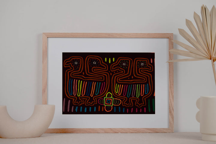 Classic Maroon And Orange Optical Illusion Bird Mola