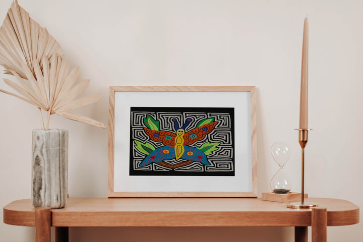 Fantasy Blue Orange And Yellow Happy Butterfly Mola