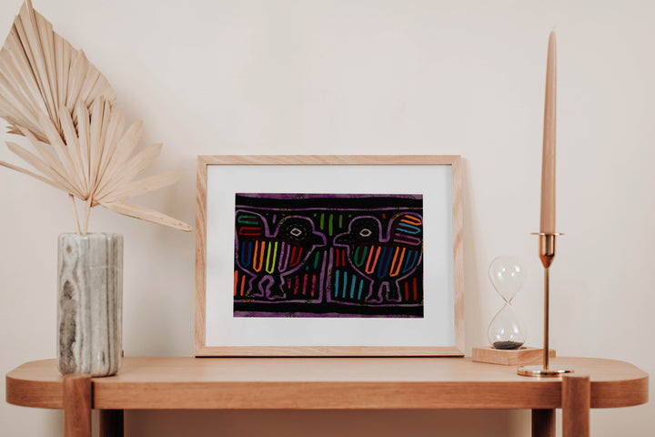 Vintage Black And Purple Bird Mola