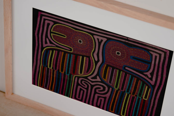 Vintage Black And Pink Toucan Bird Mola