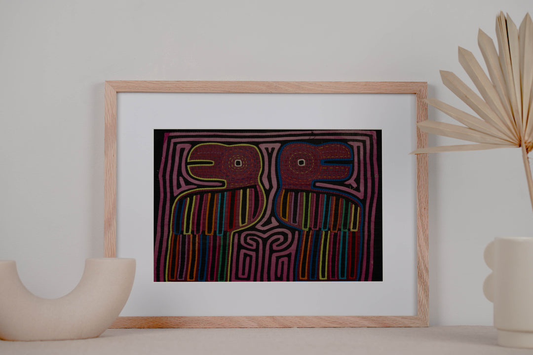 Vintage Black And Pink Toucan Bird Mola