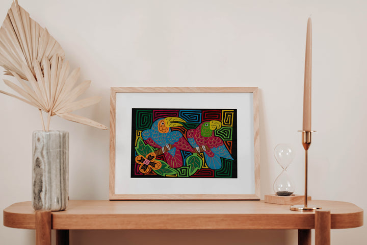 Fantasy Red And Blue Toucan And Parrot Bird Mola