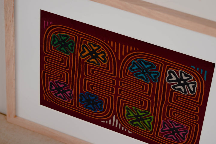 Traditional Burgundy And Orange Stars Galore Mola