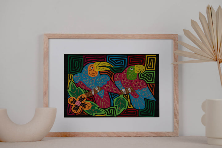 Fantasy Red And Blue Toucan And Parrot Bird Mola