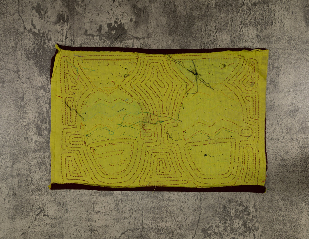 Traditional Yellow and Maroon Flower Basket Mola