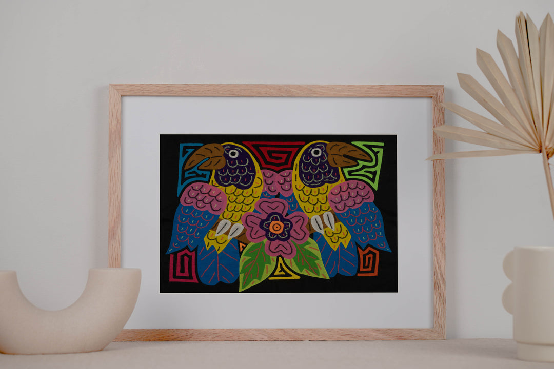 Fantasy Pink Yellow And Blue Two Toucan Oarrot Bird Mola
