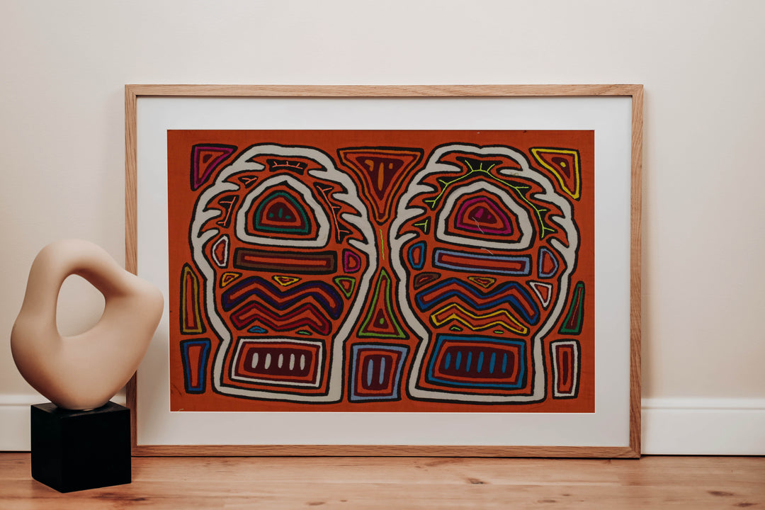 Traditional Orange And White Blazing Basket Mola