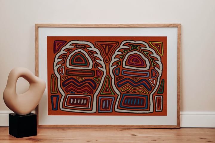 Traditional Orange And White Blazing Basket Mola