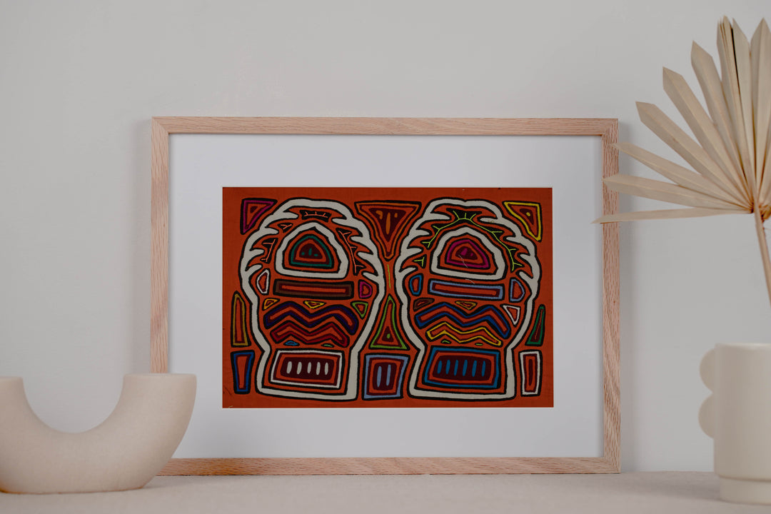 Traditional Orange And White Blazing Basket Mola