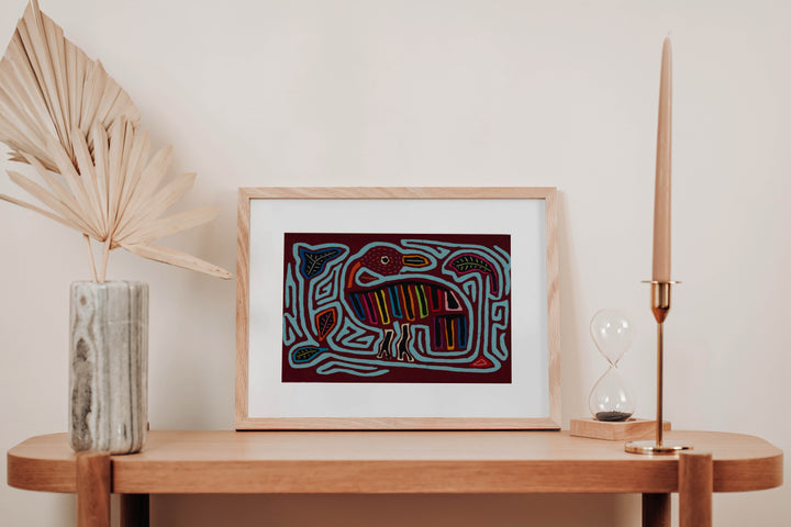 Traditional Burgundy And Turquoise Goose Mola