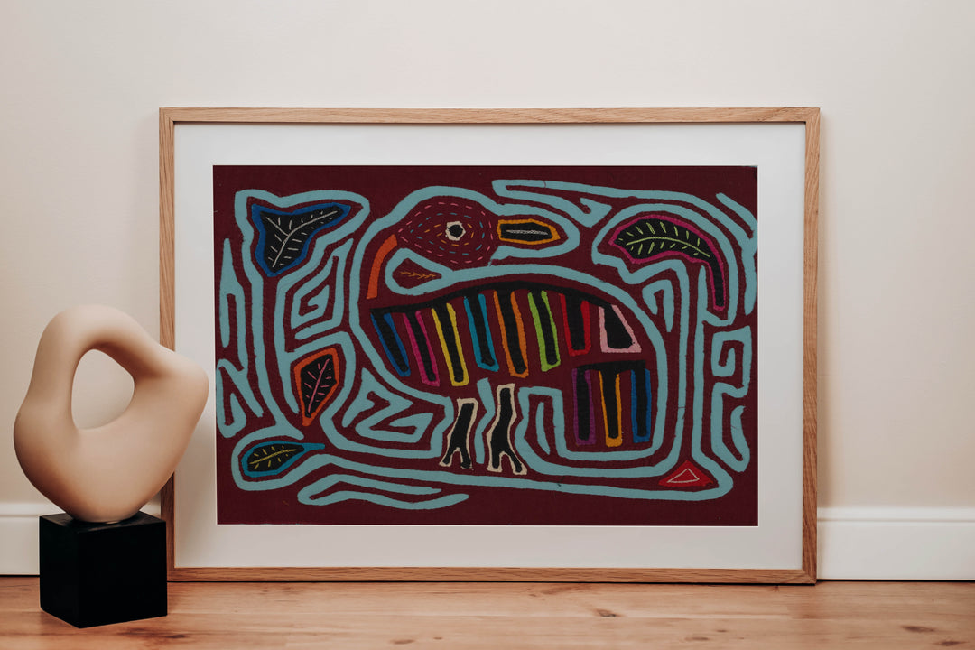 Traditional Burgundy And Turquoise Goose Mola