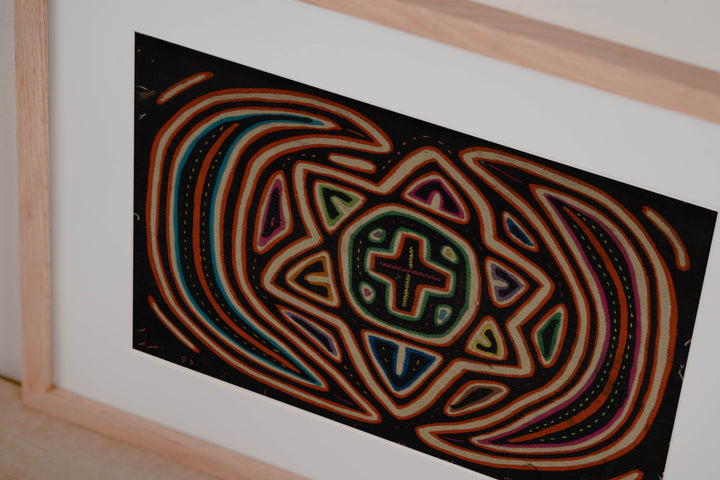 Traditional Black Orange And White Sun And Moon Mola