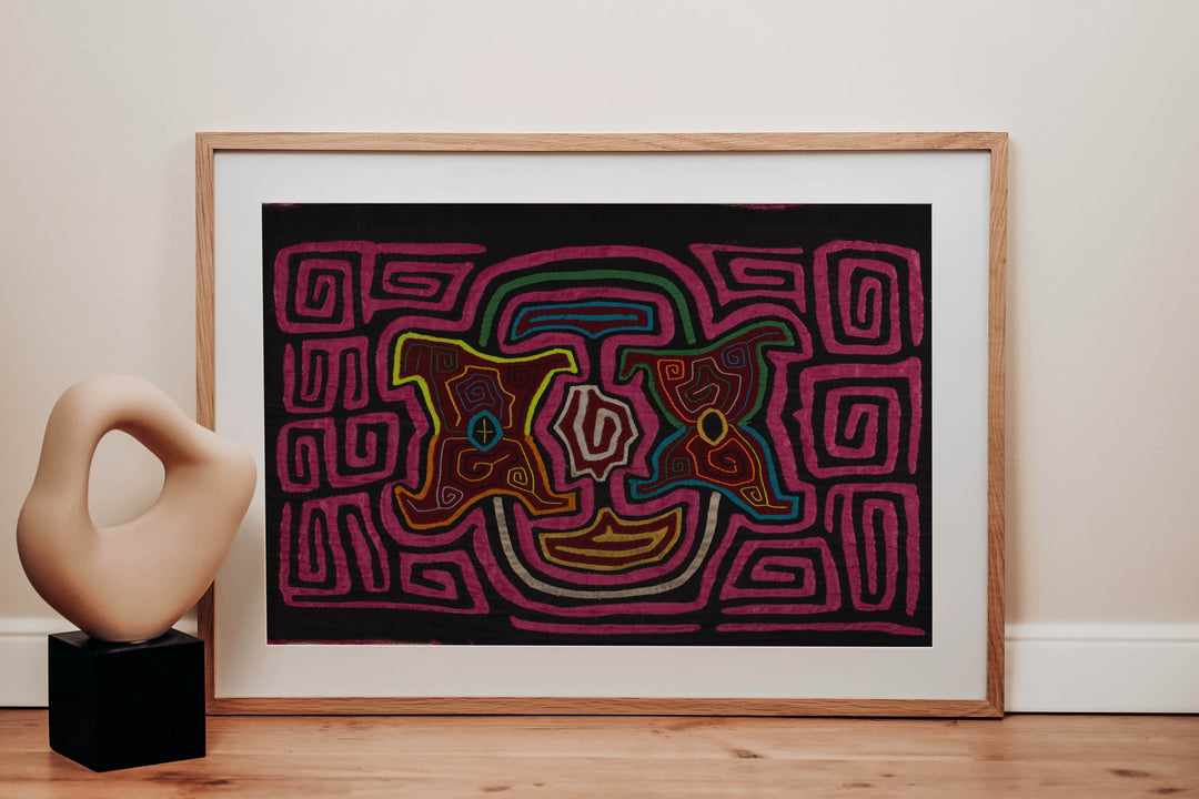 Traditional Hot Pink Floral Flower Mola