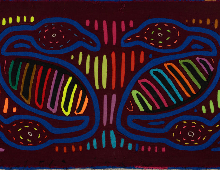Traditional Burgundy And Blue Heads Up Mola