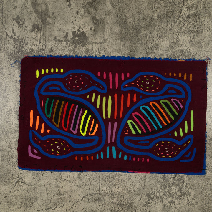 Traditional Burgundy And Blue Heads Up Mola