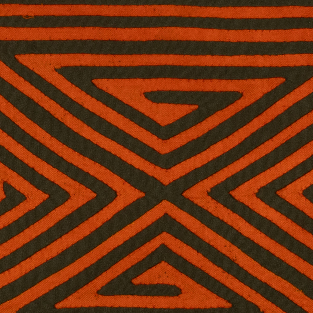 Vintage Orange And Black Four Square Mola