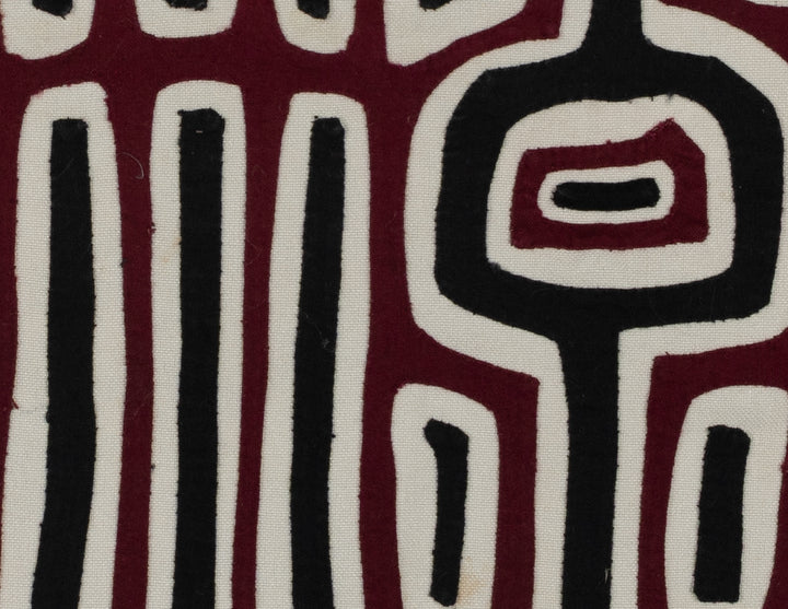 Traditional Burgundy Black And White Optical Illusion Mola