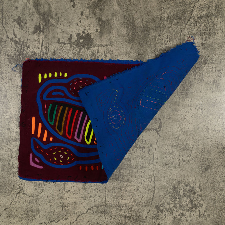Traditional Burgundy And Blue Heads Up Mola