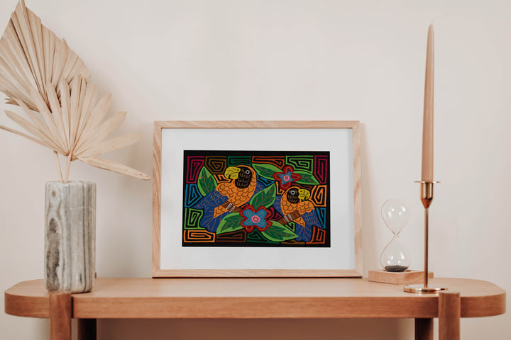 Fantasy Orange And Blue Two Parrot Bird Mola