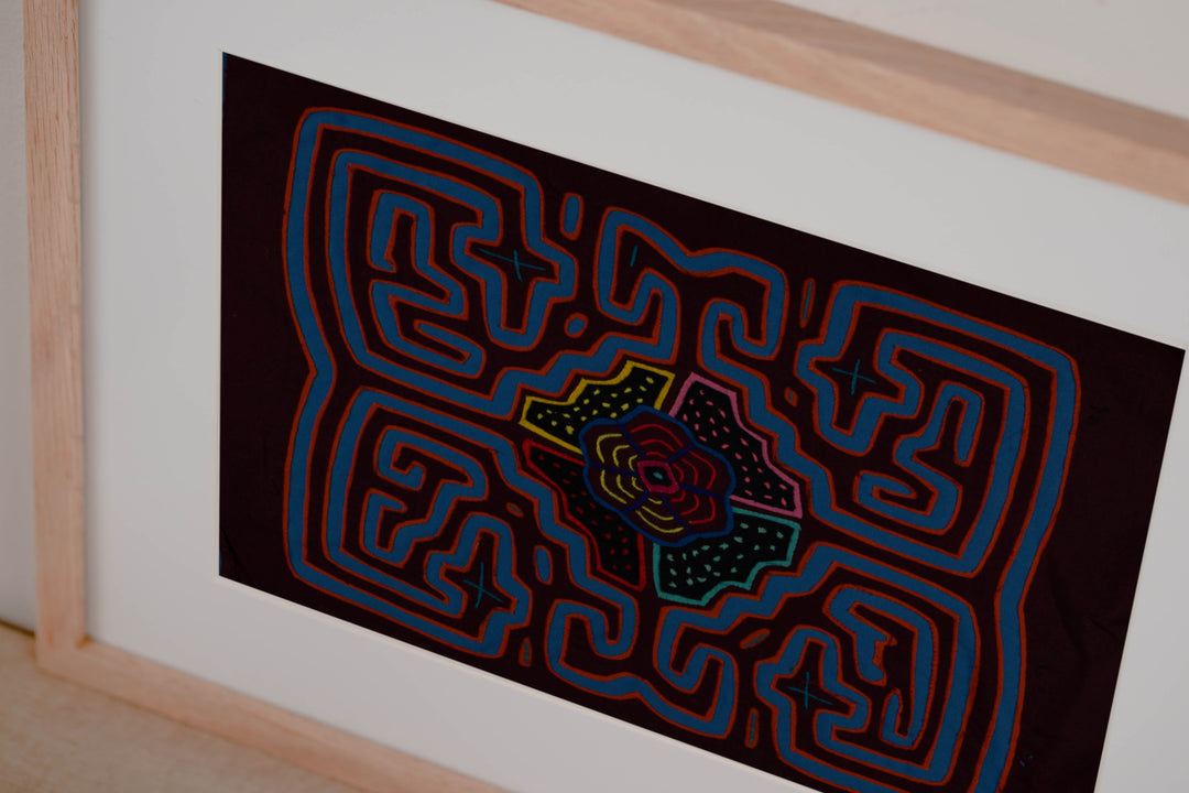 Maroon And Blue Floral Flower Mola
