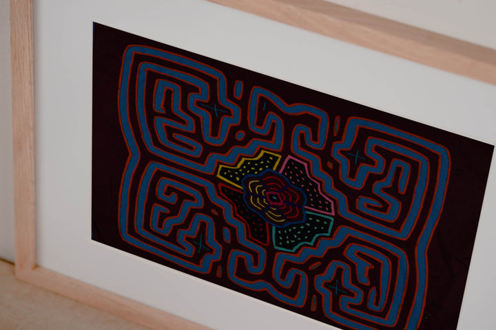 Maroon And Blue Floral Flower Mola