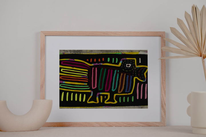 Traditional Black And Yellow Bird Mola