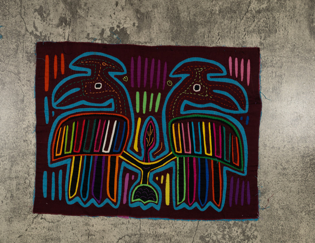 Classic Maroon And Turquoise Jungle Bird Mola