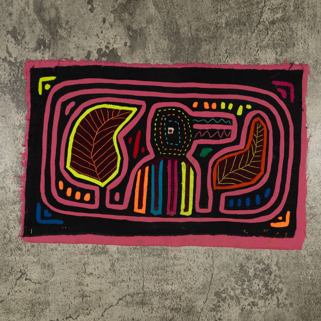 Traditional Pink And Yellow Bird Mola